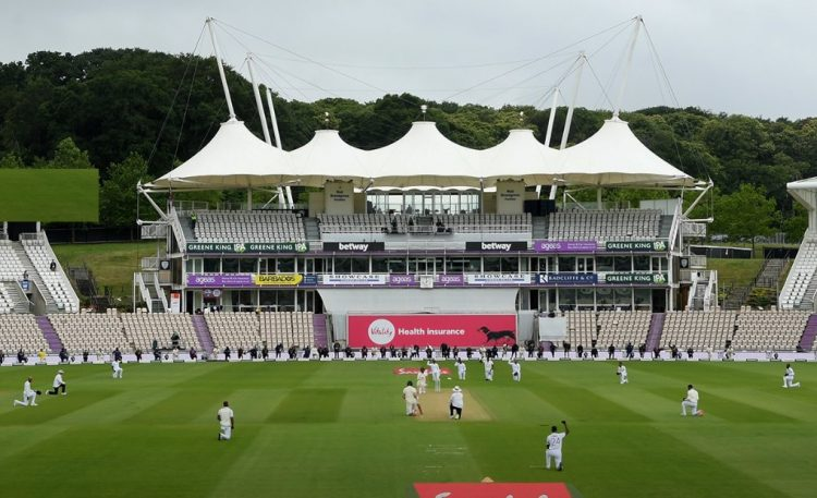 Is the cricket world at one with 'Black Lives Matter' movement? 2 Players of England and Windies took a knee in support of the 'Black Lives Matter' movement(Credits: Twitter/ England Cricket)